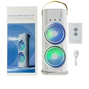 Portable Dual-Fan Mist Air Cooler | USB Rechargeable Mini AC with Ice Cooling Effect