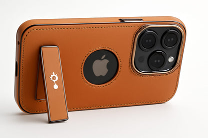 iPhone 15 Pro Max Luxury Leather Case with Kickstand
