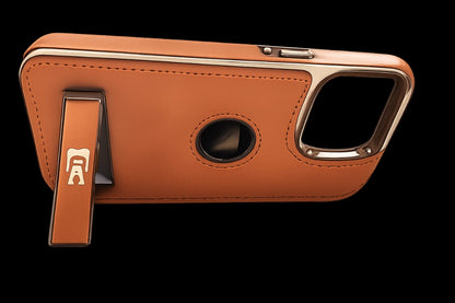 iPhone 15 Pro Max Luxury Leather Case with Kickstand