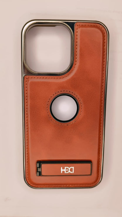 iPhone 15 Pro Max Luxury Leather Case with Kickstand