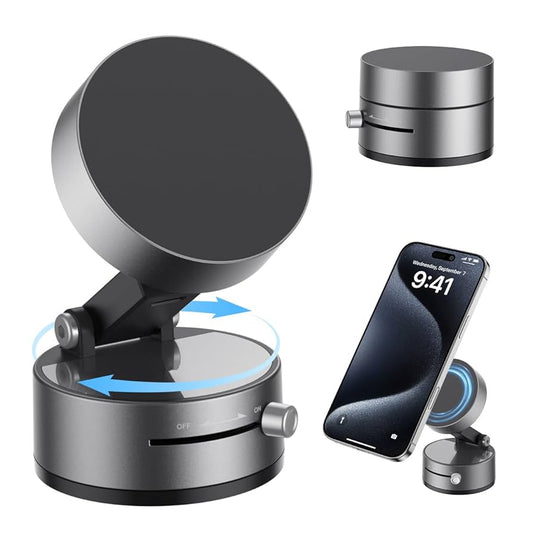 Universal Vacuum Suction Car Mount Holder – 360° Rotating Phone Stand for Dashboard & Windshield