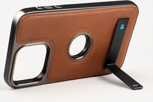 iPhone 15 Pro Max Luxury Leather Case with Kickstand